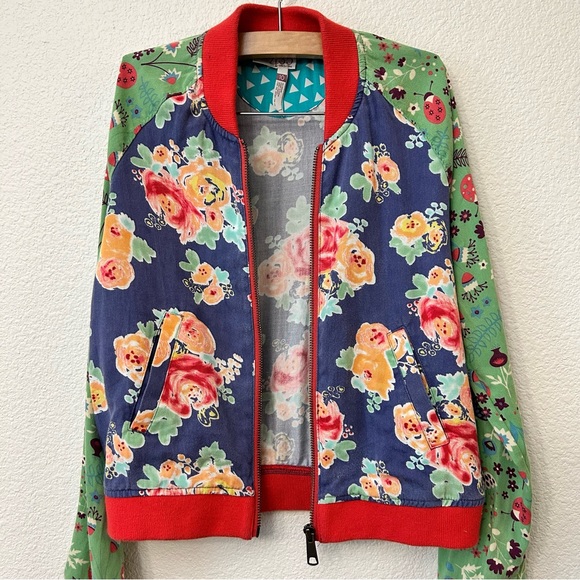Matilda Jane Cabin Night Bomber Jacket Mixed Print Size 10 - Picture 2 of 4